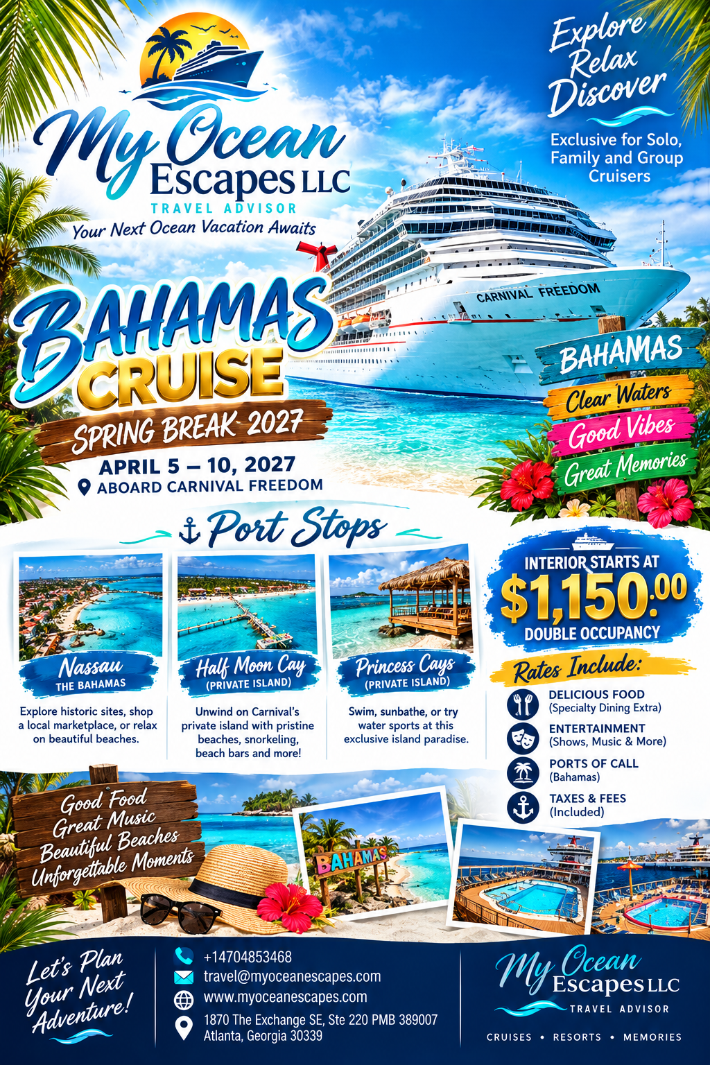 Spring Break 2027 Bahamas Cruise flyer